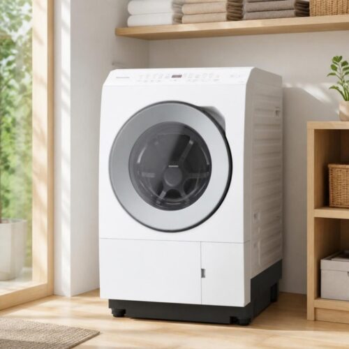 Máy giặt sấy Panasonic NA-LX113EL-W trong phòng giặt