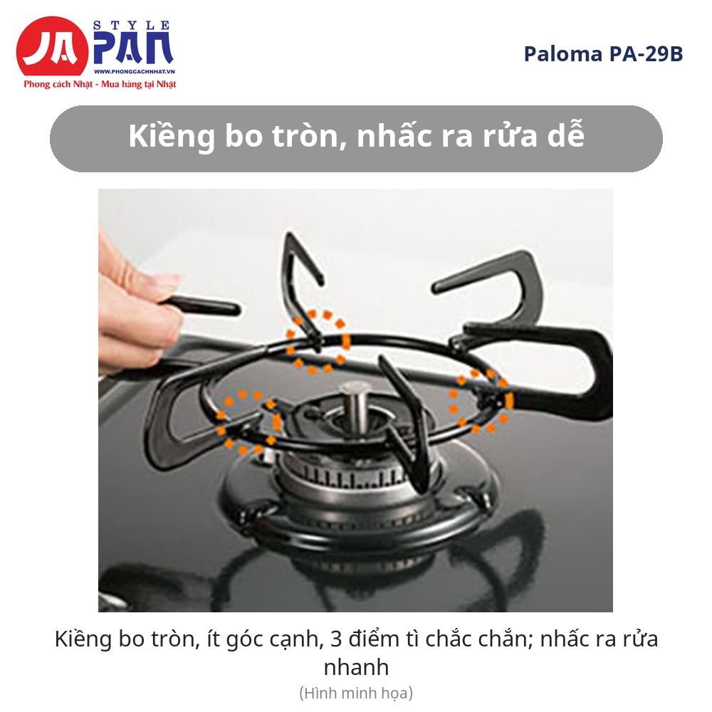 Bếp ga Paloma PA-29B | 2 lò, không ngăn nướng, gas LP 9 Bếp ga Paloma PA-29B kiềng dễ rửa