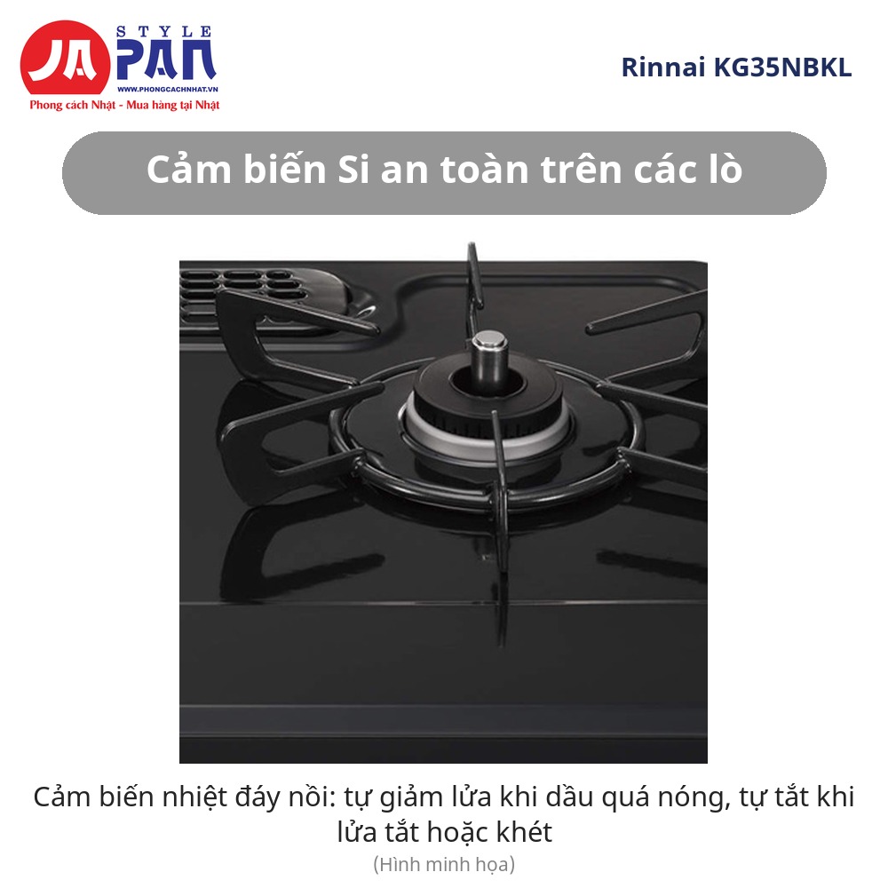 Bếp ga Rinnai KG35NBKL | 2 lò + ngăn nướng, gas LP, lửa lớn trái 7 Bếp ga Rinnai KG35NBKL cảm biến Si