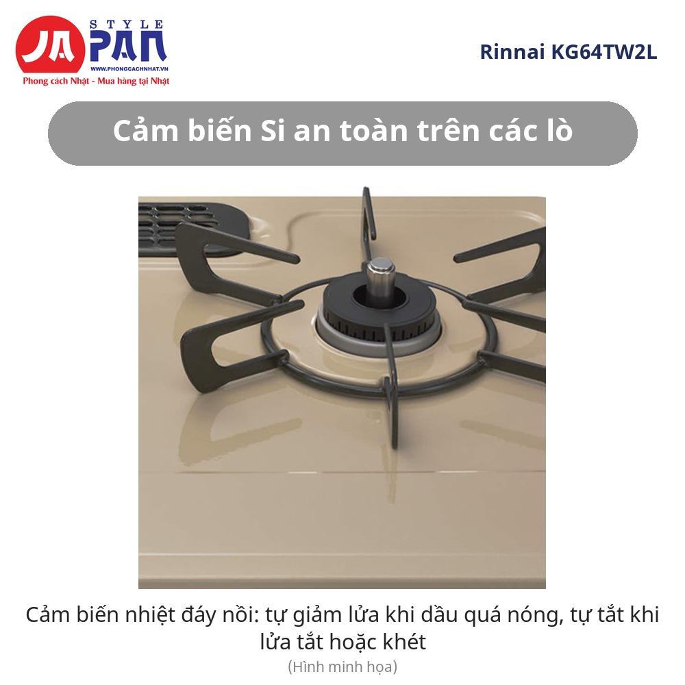 Bếp ga Rinnai KG64TW2L | 2 lò + ngăn nướng, nút bấm, gas LP 7 Bếp ga Rinnai KG64TW2L cảm biến Si