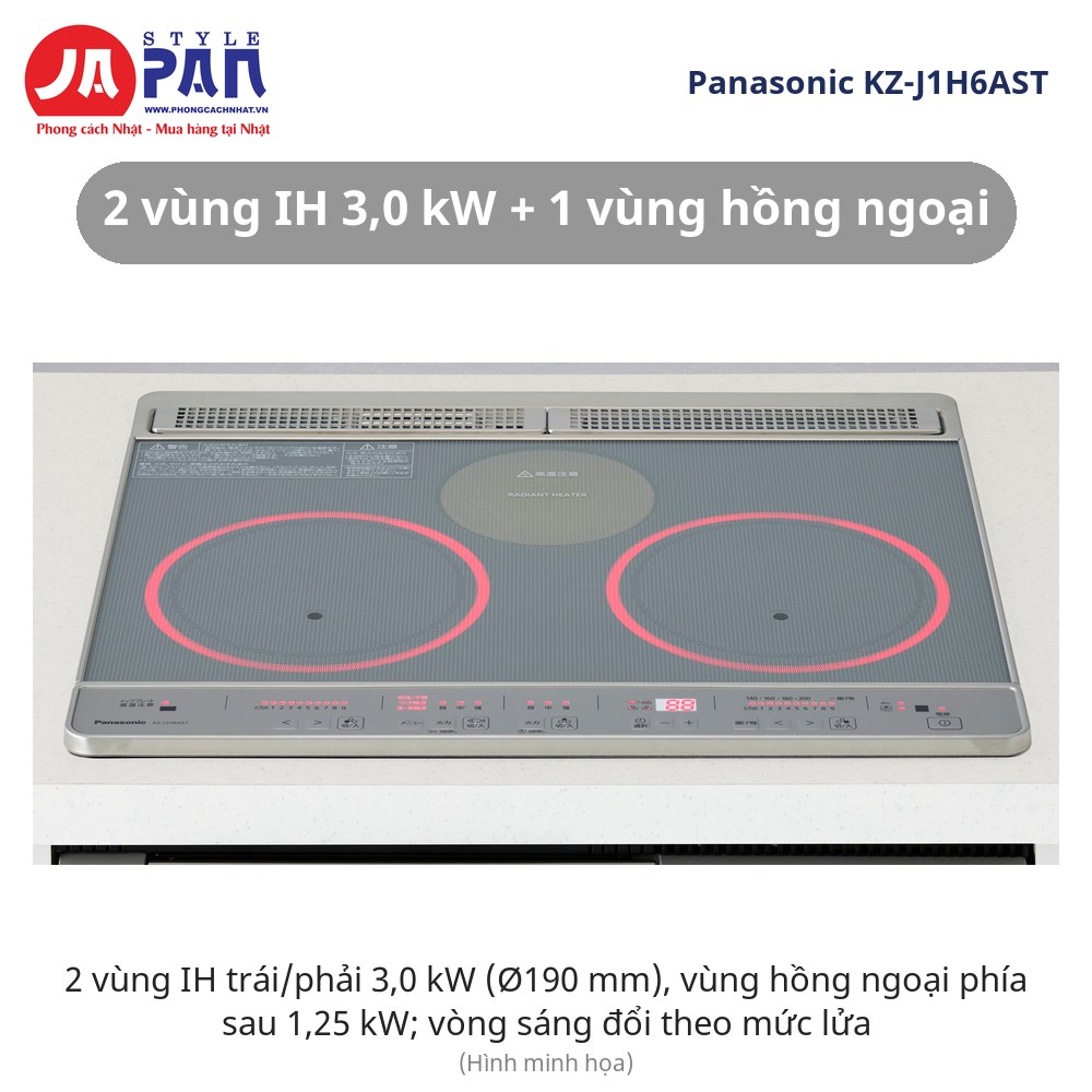 Bếp từ Panasonic KZ-J1H6AST 2 vùng IH và 1 vùng hồng ngoại