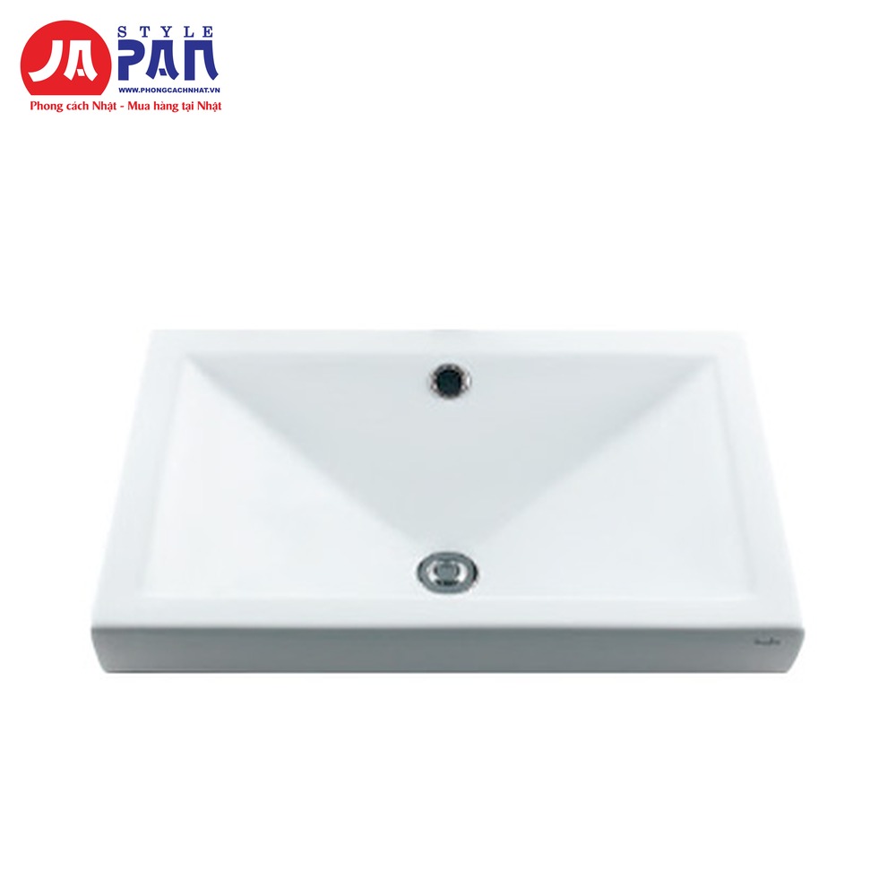Chậu lavabo Kakudai 493-002 | Chậu sứ vuông bán âm, dòng Luju 2 Chậu lavabo vuông Kakudai 493-002 sứ trắng