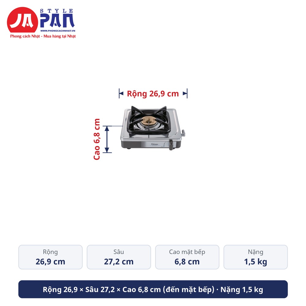 Kích thước Bếp ga đơn Paloma PA-E18S