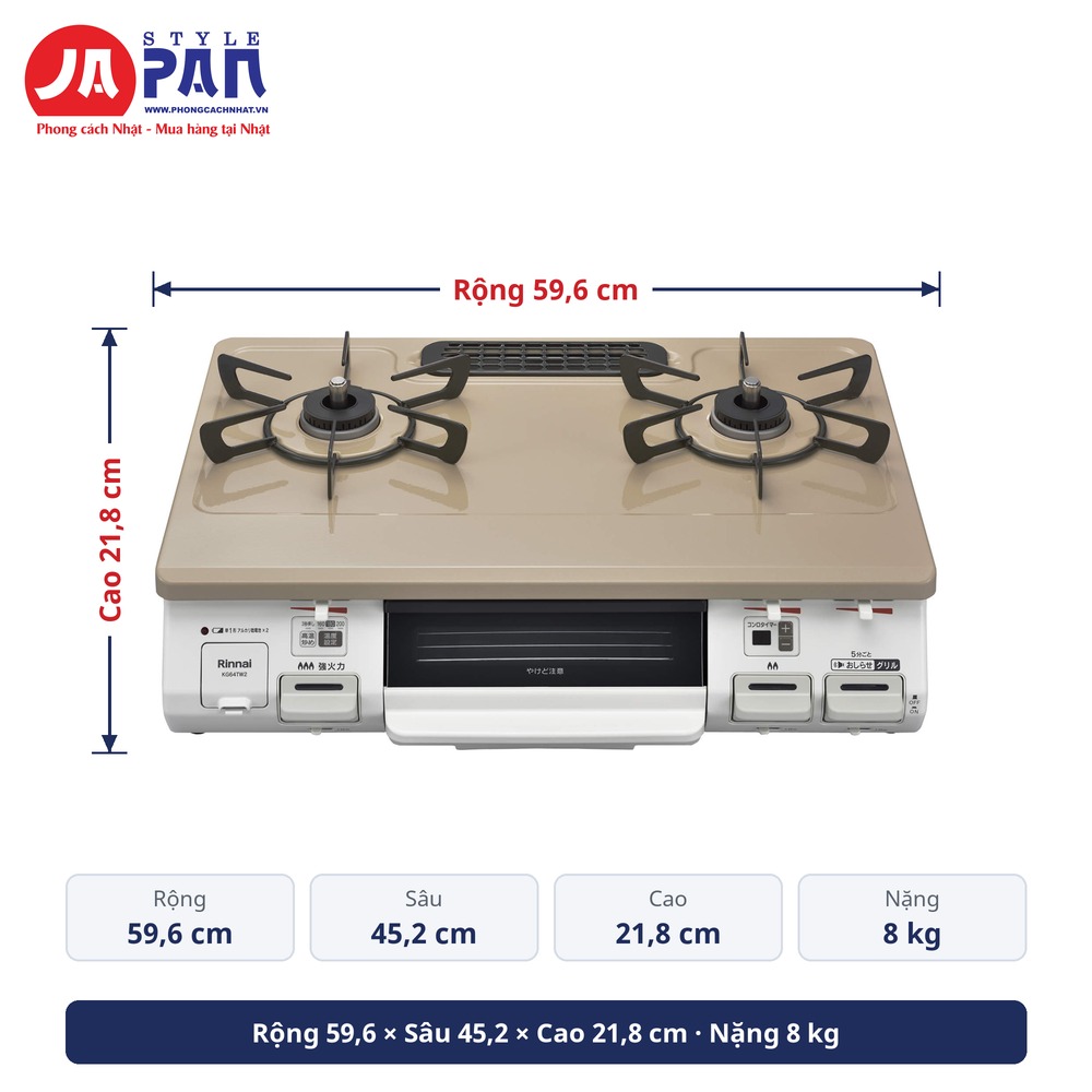 Kích thước Bếp ga Rinnai KG64TW2L