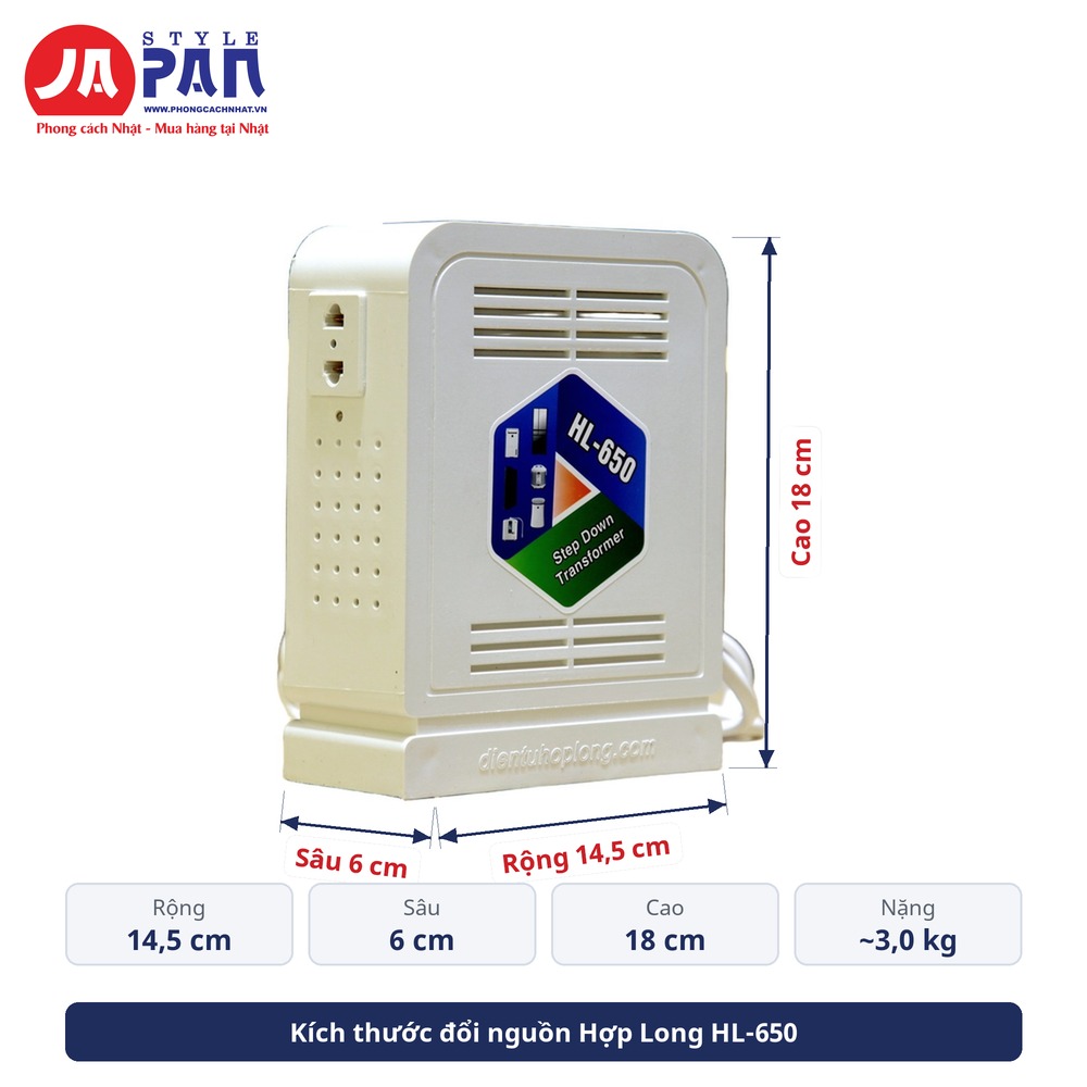 Kích thước đổi nguồn Hợp Long HL-650