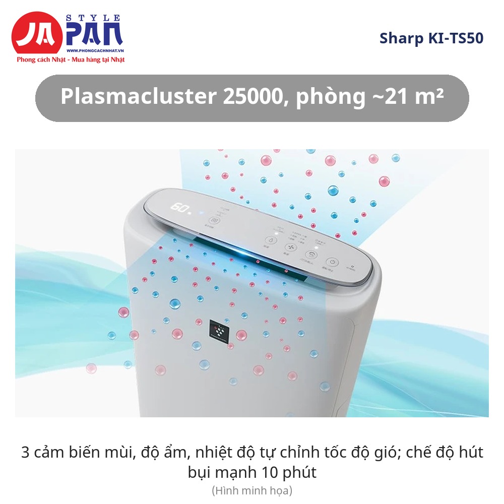 Máy lọc không khí Sharp KI-TS50-W | Tạo ẩm 600mL/h, Plasmacluster 25000 12 Máy lọc không khí Sharp KI-TS50-W Plasmacluster 25000