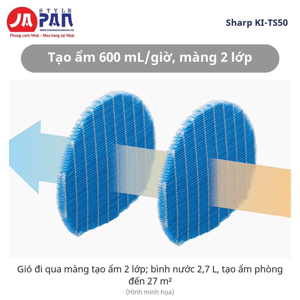 Máy lọc không khí Sharp KI-TS50-W | Tạo ẩm 600mL/h, Plasmacluster 25000 10 Máy lọc không khí Sharp KI-TS50-W tạo ẩm 600 mL/giờ