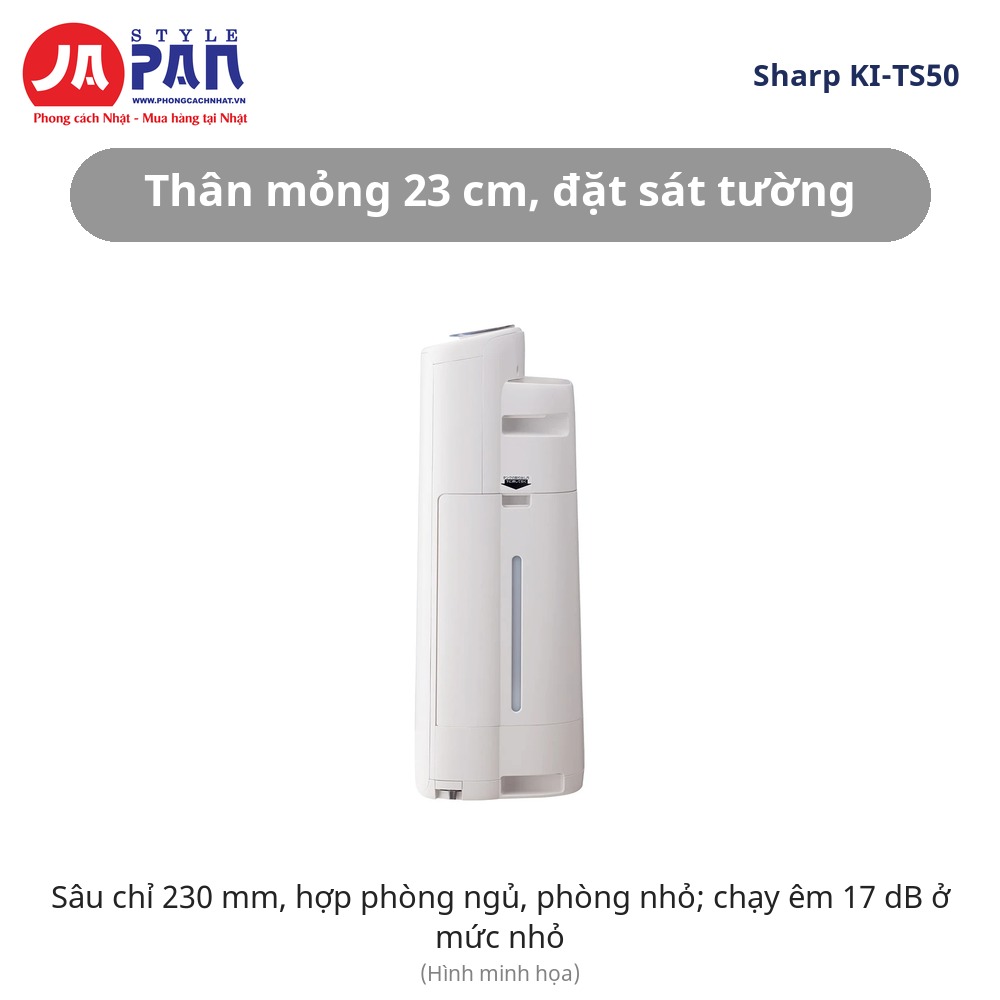 Máy lọc không khí Sharp KI-TS50-W | Tạo ẩm 600mL/h, Plasmacluster 25000 13 Máy lọc không khí Sharp KI-TS50-W thân mỏng 23 cm