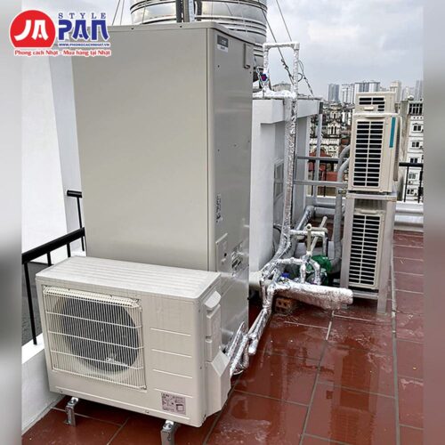 Máy nước nóng Heat Pump Mitsubishi SRT-W465 – lắp đặt thực tế trên sân thượng