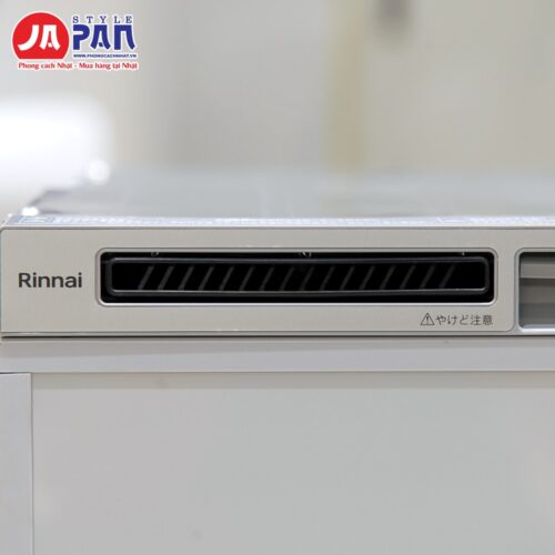 Máy rửa bát Rinnai RSW-F403C-SV màu bạc | 8 bộ 11 Máy rửa bát Rinnai RSW-F403C-SV – cận logo Rinnai và khe thoát hơi