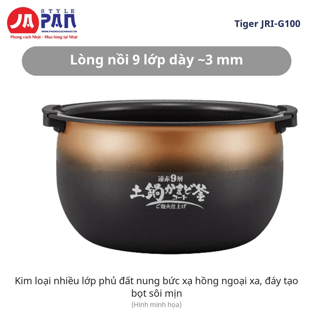Nồi cơm điện Tiger JRI-G100-KO lòng nồi 9 lớp dày 3 mm