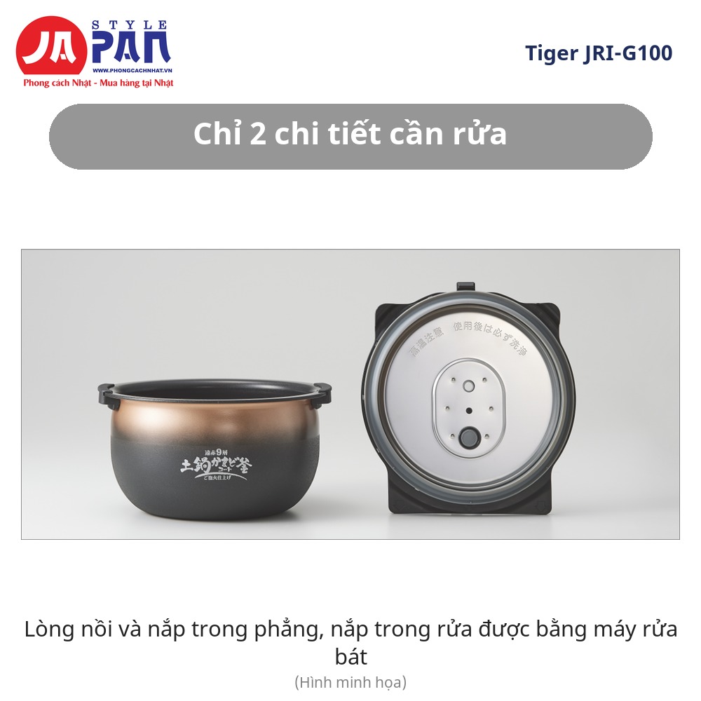 Nồi cơm điện Tiger JRI-G100-KO vệ sinh 2 chi tiết