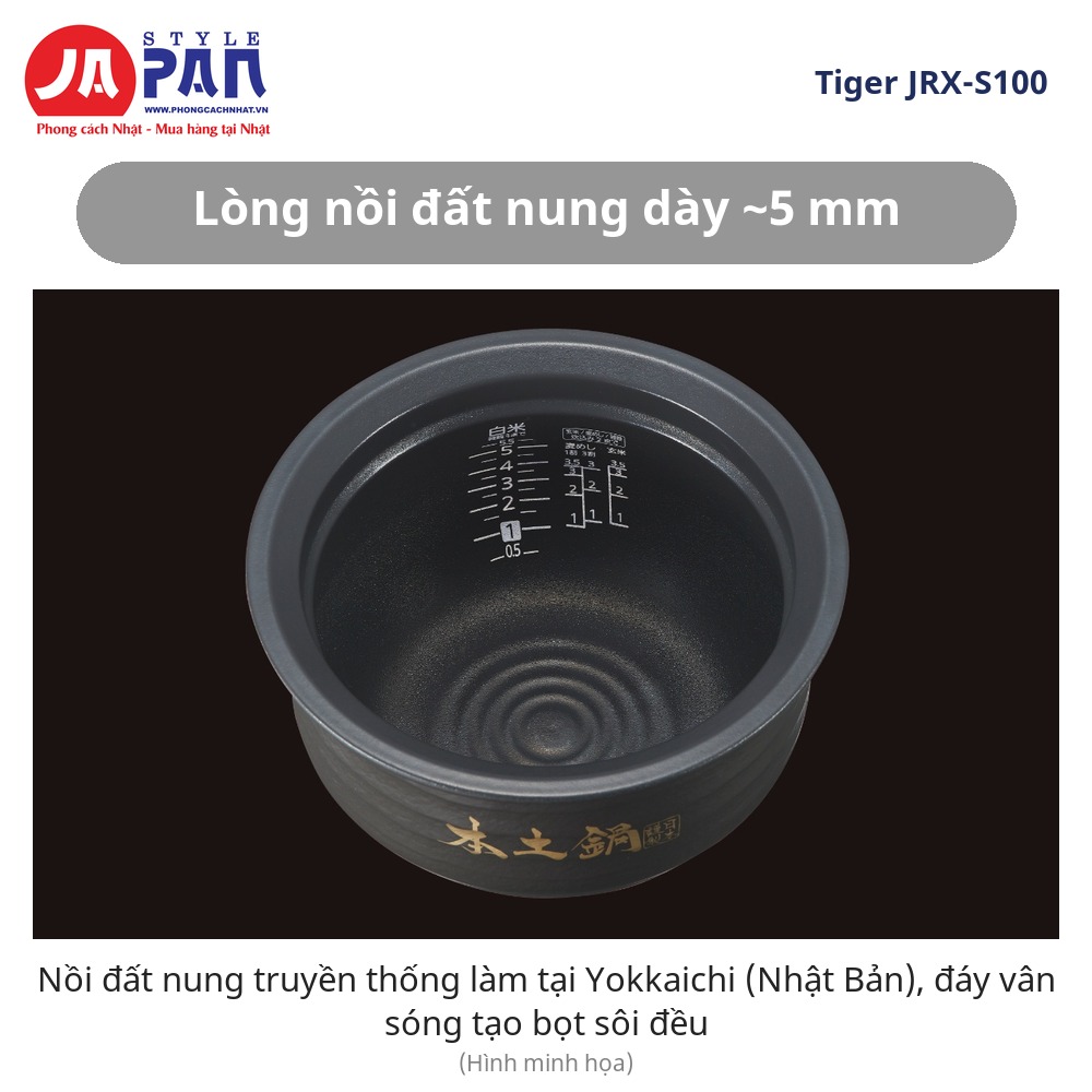 Nồi cơm điện Tiger JRX-S100-KS lòng nồi đất nung thật