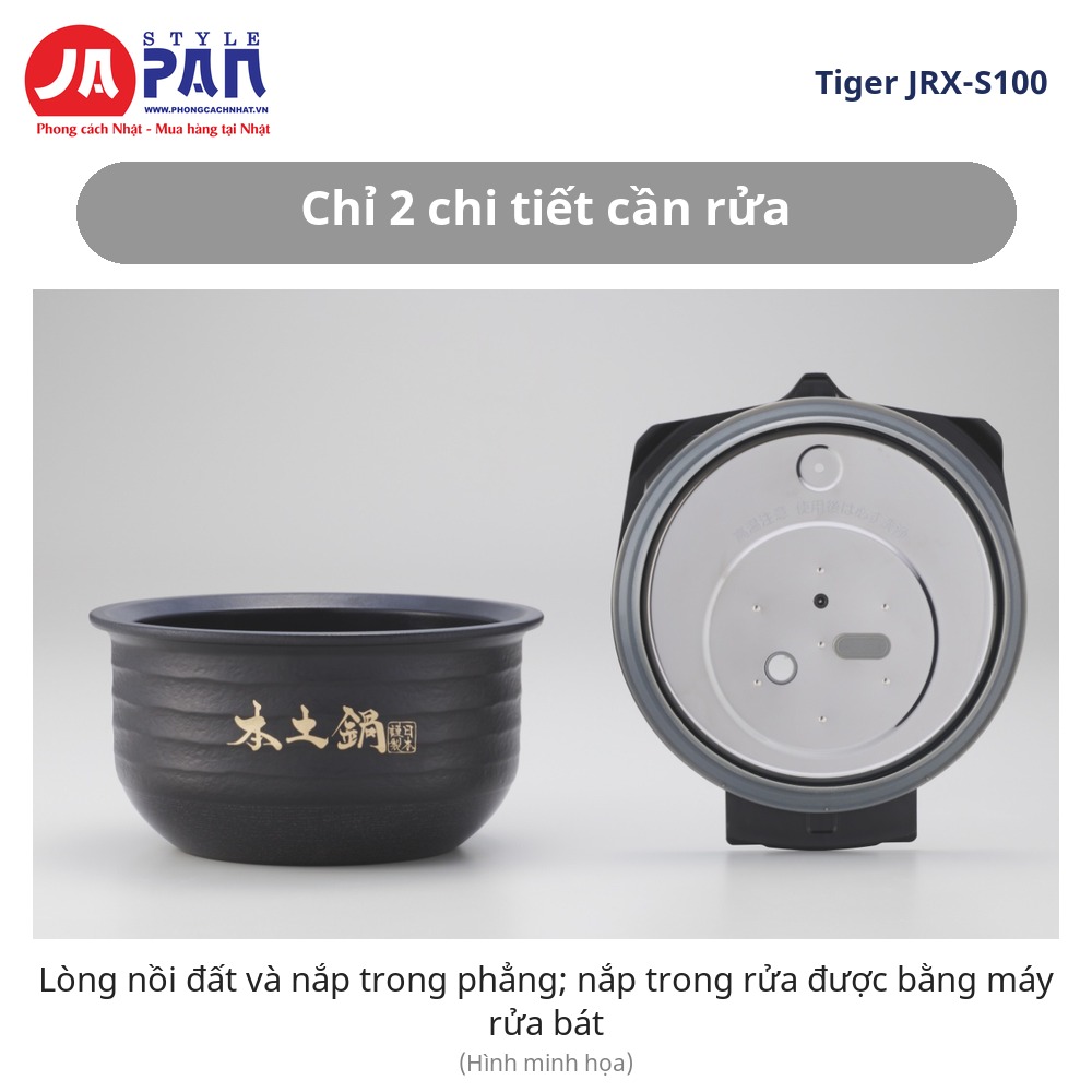 Nồi cơm điện Tiger JRX-S100-KS vệ sinh 2 chi tiết