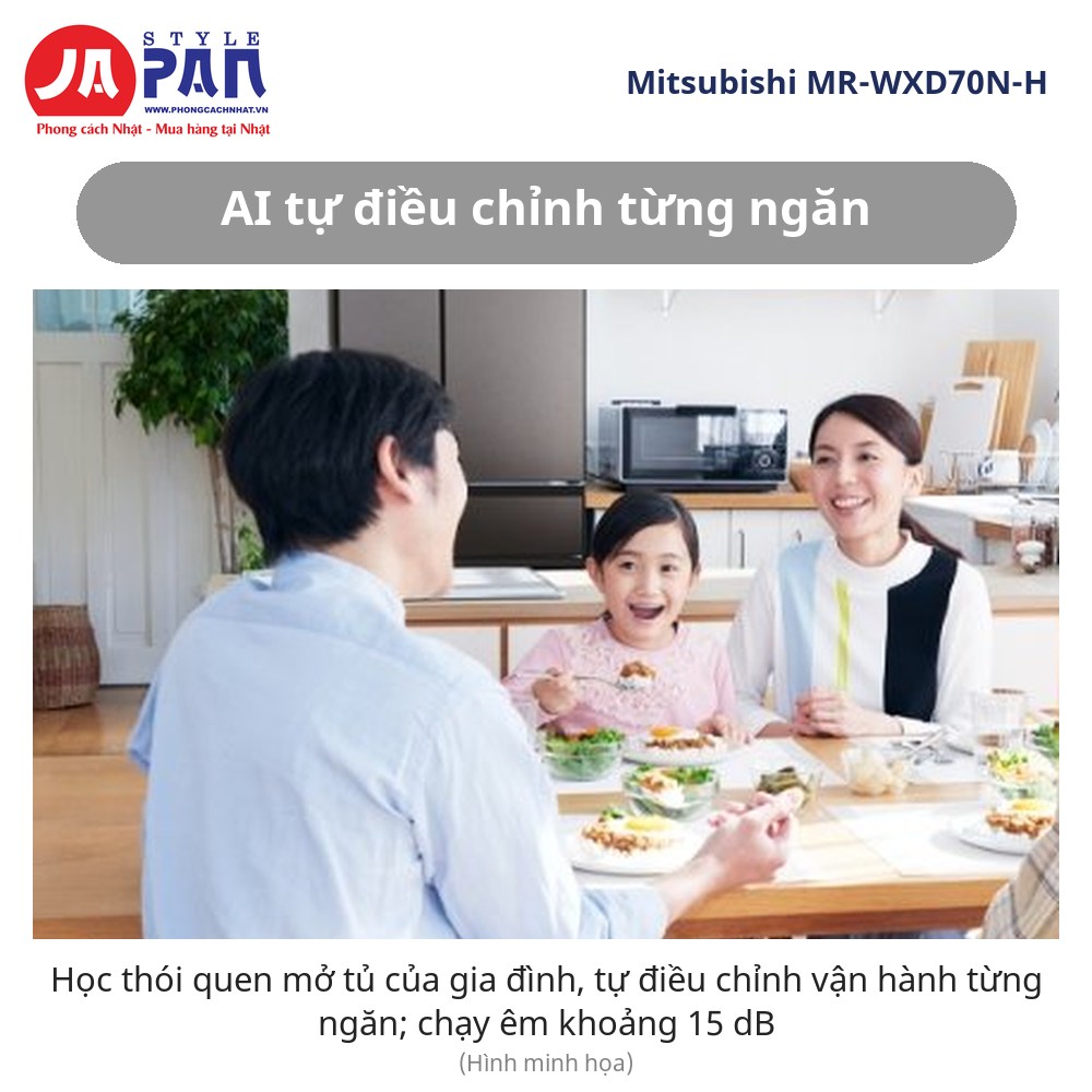Tủ lạnh Mitsubishi MR-WXD70N-H | 700L, 6 cửa, cấp đông mềm 13 Tủ lạnh Mitsubishi MR-WXD70N-H AI điều chỉnh từng ngăn