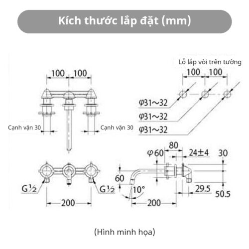 Vòi rửa mặt âm tường Kakudai SYATORA 125-001 – ảnh 2